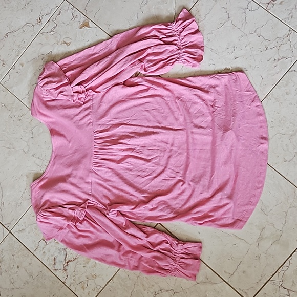 🍾Host Pick!🍾 NWT $115 Lauren LRL Pink Ruffle V-Neck Top [size M] - Picture 3 of 8